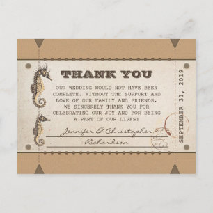 Danke für die Vintage-Tickets für Hochzeiten Postkarte