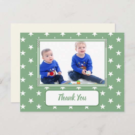 Danke für die Weihnachtsgeschenke grün weiß mit Fo Ankündigungspostkarte (Vorne/Hinten)