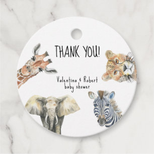 Danke für die Wild One Safari Animals Baby Shower Geschenkanhänger