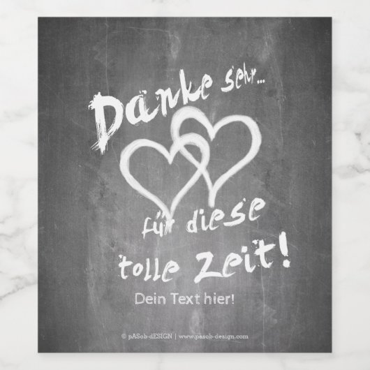 Danke für diese tolle Zeit auf einer Kreidetafel Weinetikett (Einzelnes Label)