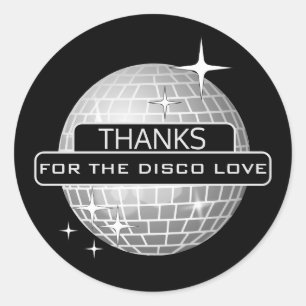 DANKE für Disco-Liebe Ball Retro-Geburtstag Runder Aufkleber