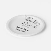 Danke für ein Brunch nach der Hochzeit Name Datum  Pappteller (Schrägansicht)