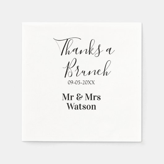 Danke für ein Brunch nach der Hochzeit Name Datum Serviette (Vorderseite)
