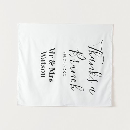 Danke für ein Brunch nach der Hochzeit Name Datum  Wandteppich (Vorderseite (Horizontal))