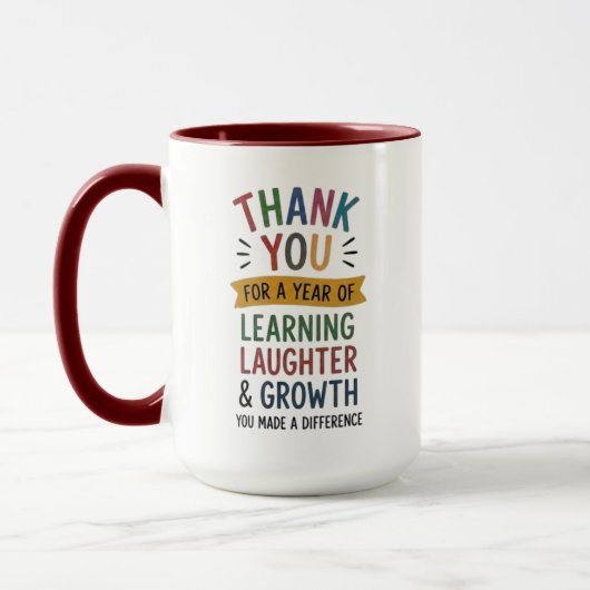Danke für ein Jahr des Lernens Tasse (Links)