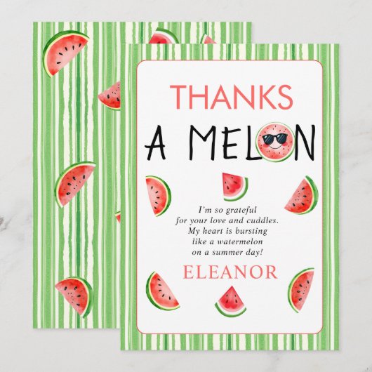Danke für eine Melone Wasserfarbe Wassermelone 1.  (Vorne/Hinten)