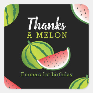 Danke für eine Wassermelone zum 1. Geburtstag Quadratischer Aufkleber