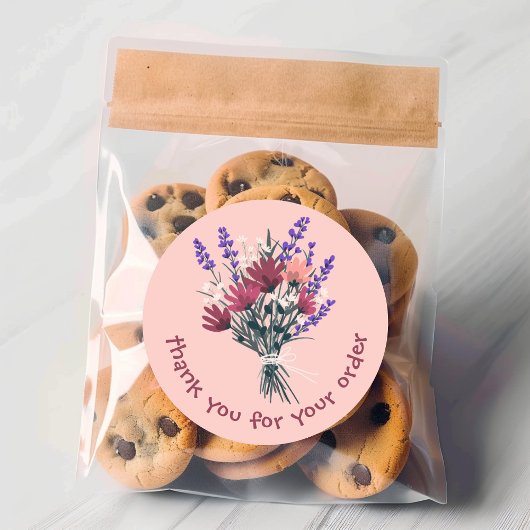 "Danke für Ihre Bestellung" Blume Bouquet Custom Runder Aufkleber