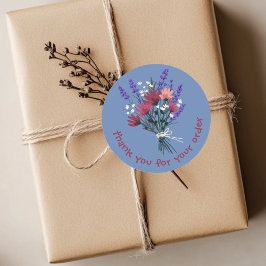 "Danke für Ihre Bestellung" Blume Bouquet Custom Runder Aufkleber