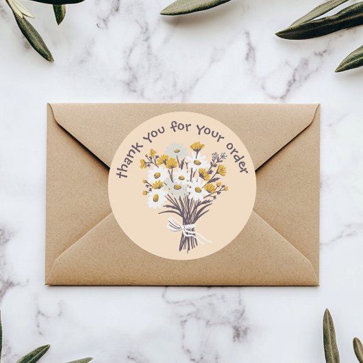 "Danke für Ihre Bestellung" Daisy Bouquet Custom Runder Aufkleber