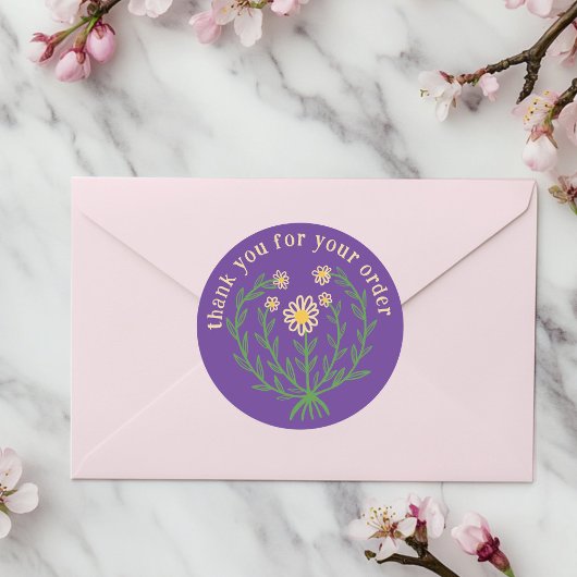 "Danke für Ihre Bestellung" Daisy Design Custom Runder Aufkleber
