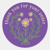 "Danke für Ihre Bestellung" Daisy Design Custom Runder Aufkleber (Vorderseite)