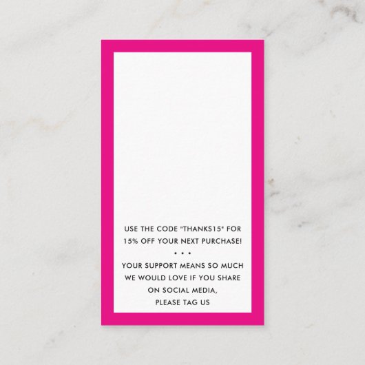 DANKE FÜR IHRE BESTELLUNG einfügen modern heiß ros Visitenkarte (Rückseite)