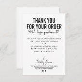 DANKE FÜR IHRE BESTELLUNG einfügen modern Schwarz- (Vorne/Hinten)