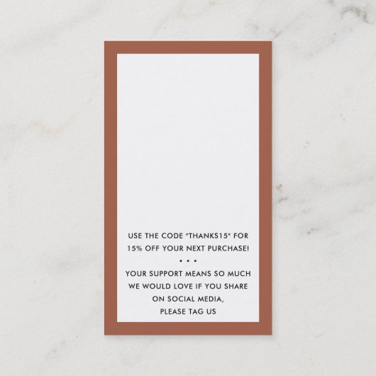 DANKE FÜR IHRE BESTELLUNG einfügen moderne Ton bra Visitenkarte (Rückseite)