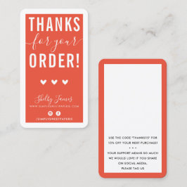 DANKE FÜR IHRE BESTELLUNG einfügen modernen orange Visitenkarte