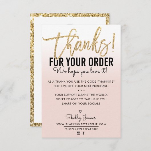 DANKE FÜR IHRE BESTELLUNG Fügen Sie goldene ombre (Vorne/Hinten)