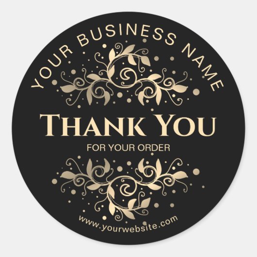 DANKE FÜR IHRE BESTELLUNG Gold Vintag Runder Aufkleber (Vorderseite)