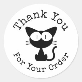 Danke für Ihre Bestellung Schwarze Katze Runder Aufkleber