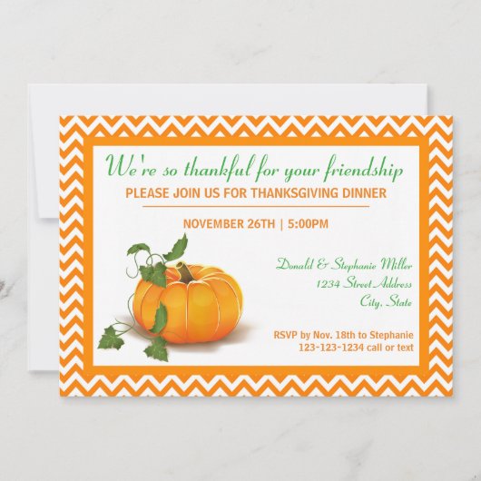 Danke für Ihre Freundschaft - Abendessen einladen Einladung (Vorderseite)