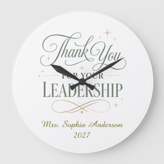 Danke für Ihre Führung Personalized Große Wanduhr (Vorderseite)