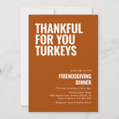 Danke für Ihre Putenant Friendsgiving-Dinner Einladung (Vorderseite)