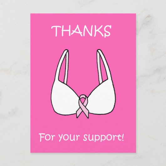 Danke für Ihre Unterstützung Rosa Ribbon Bra Postkarte (Vorderseite)
