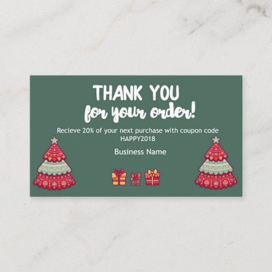 Danke für Ihren Auftrags-Beipackzettel Rabattkarte (Vorderseite)