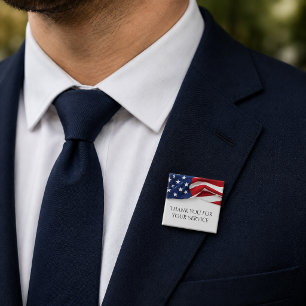 Danke für Ihren Dienst Amerikanische Flagge Button