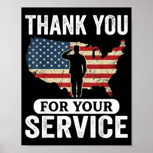 Danke für Ihren Dienst Patriotischer Veteranentag Poster