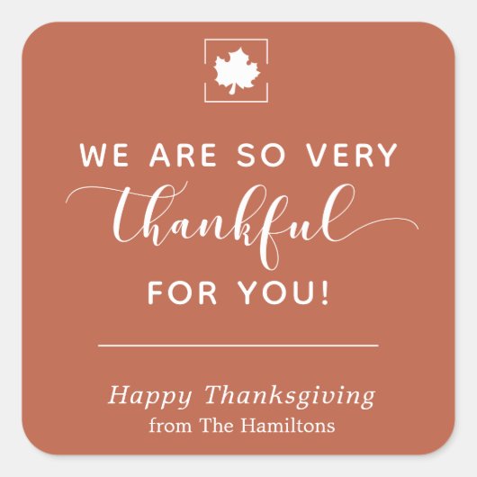 Danke für Ihren Erntedank Aufkleber in Rost (Vorderseite)