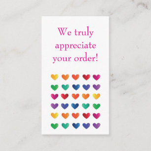 Danke für Ihren Kauf Love Hearts Notizkarte Begleitkarte