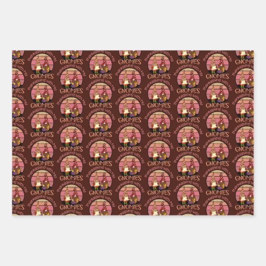 Danke für meine Gnomies Funny Erntedank Herbst Geschenkpapier Set (Vorderseite)