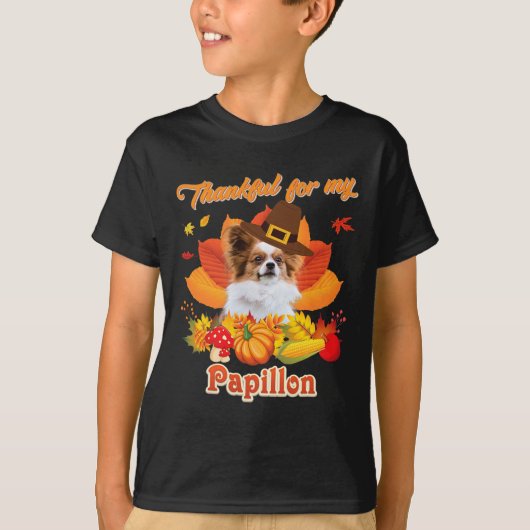 Danke für meinen Papillon Dog Erntedank ich Pump T-Shirt (Vorderseite)