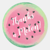 Danke für Melon Watercolor Watermelon Script Runder Aufkleber (Vorderseite)