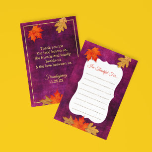 Danke für Plum Erntedank Platecards RSVP Karte