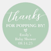Danke für Popping by Baby Shower Popcorn Runder Aufkleber (Vorderseite)