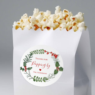 Danke für Popping By, Holiday Popcorn oder Soda Runder Aufkleber