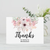 Danke für Sein meine Brautjungfern-Karte Blumen | (Stehend Vorderseite)