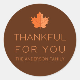 Danke für Sie | Moderner Minimalistischer Erntedan Runder Aufkleber