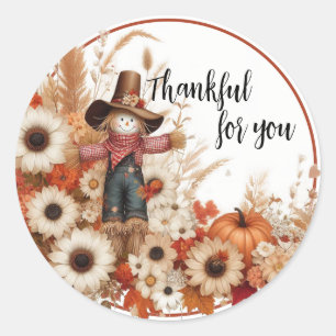 Danke für Sie, Scarecrow und Pumpkins Runder Aufkleber