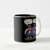 Danke für Vegans Funny Turkey Erntedank Geschenk Zweifarbige Tasse (VorderseiteRechts)