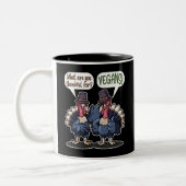 Danke für Vegans Funny Turkey Erntedank Geschenk Zweifarbige Tasse (Links)