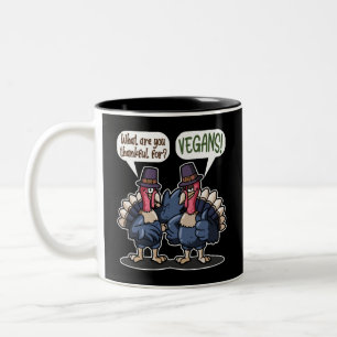 Danke für Vegans Funny Turkey Erntedank Geschenk Zweifarbige Tasse