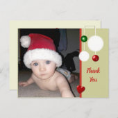Danke für Weihnachtsgeschenke grün mit Foto Ankündigungspostkarte (Vorne/Hinten)