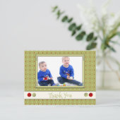 Danke für Weihnachtsgeschenke grün mit Foto Postkarte (Stehend Vorderseite)