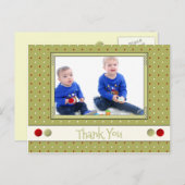 Danke für Weihnachtsgeschenke grün mit Foto Postkarte (Vorne/Hinten)