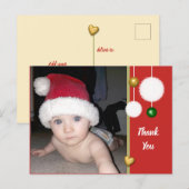 Danke für Weihnachtsgeschenke rot mit Foto Ankündigungspostkarte (Vorne/Hinten)