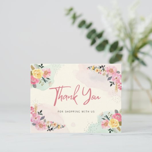 Danke fürs Einkaufen Postkarte (Stehend Vorderseite)