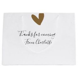 Danke fürs Kommen Add Name Textnachricht goldenes  Große Geschenktüte